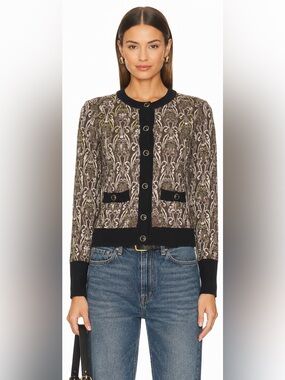 Tory Burch Merino Wool Art Nouveau Cardigan | Size Small